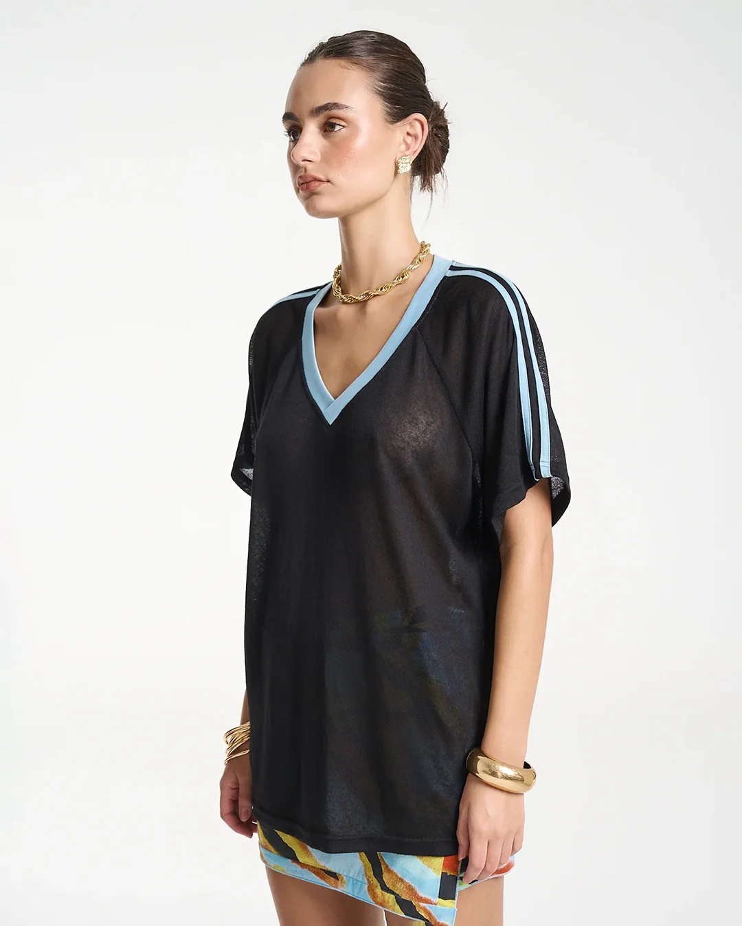 V-Neck Jersey - Black/Blue - Image 4