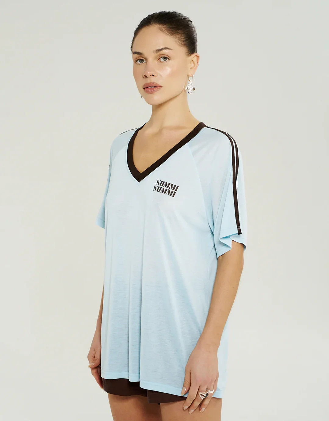 V Neck Jersey Tee - Ice - Image 3
