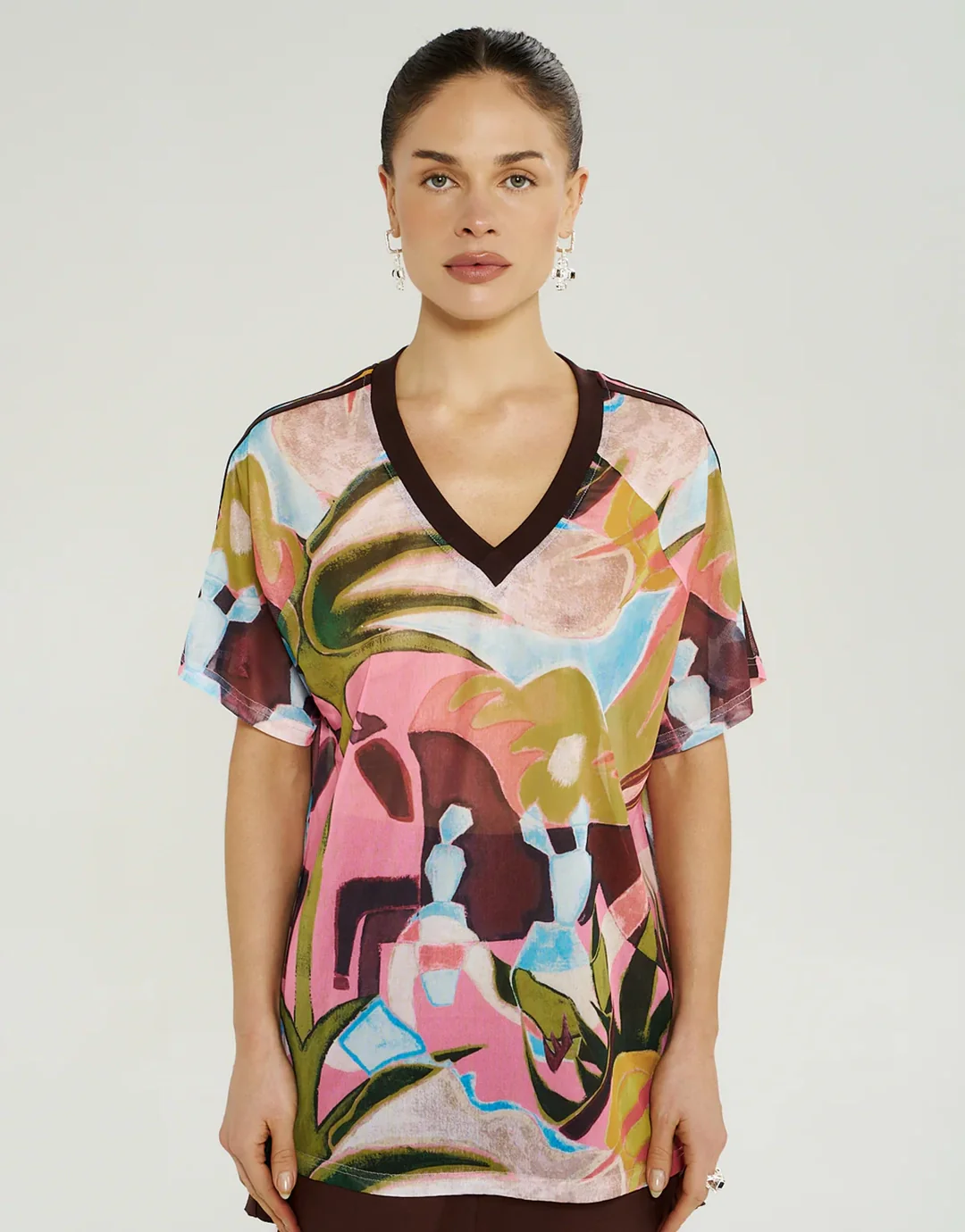 V Neck Mesh Tee - Wonderland - Image 3