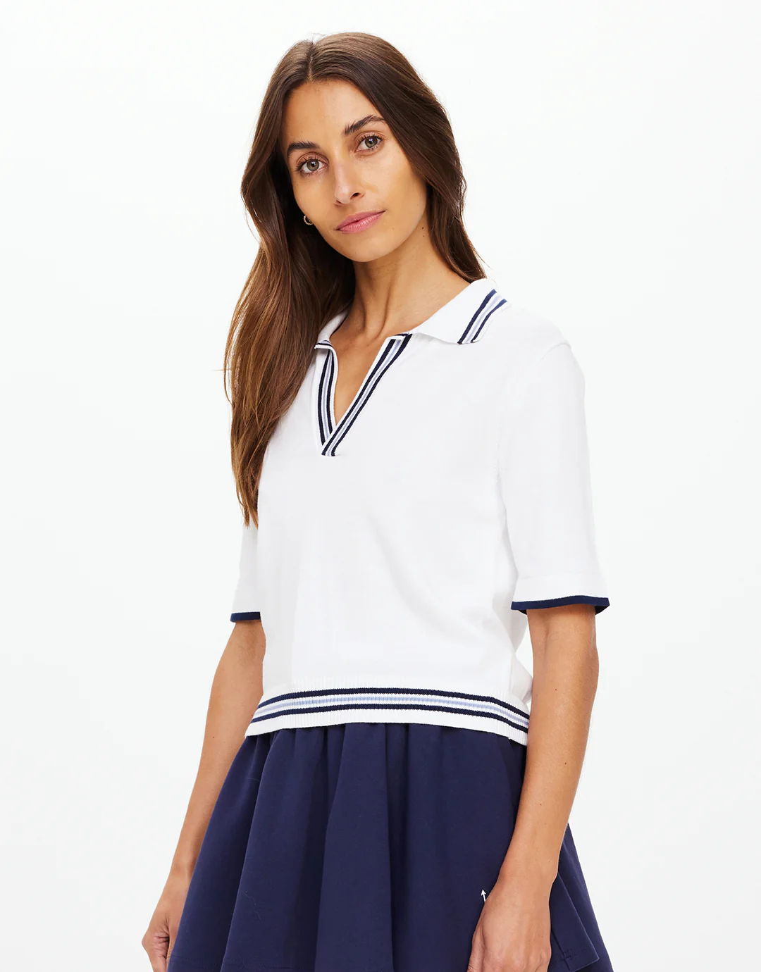Archie Collared Knit Polo - White - Image 3