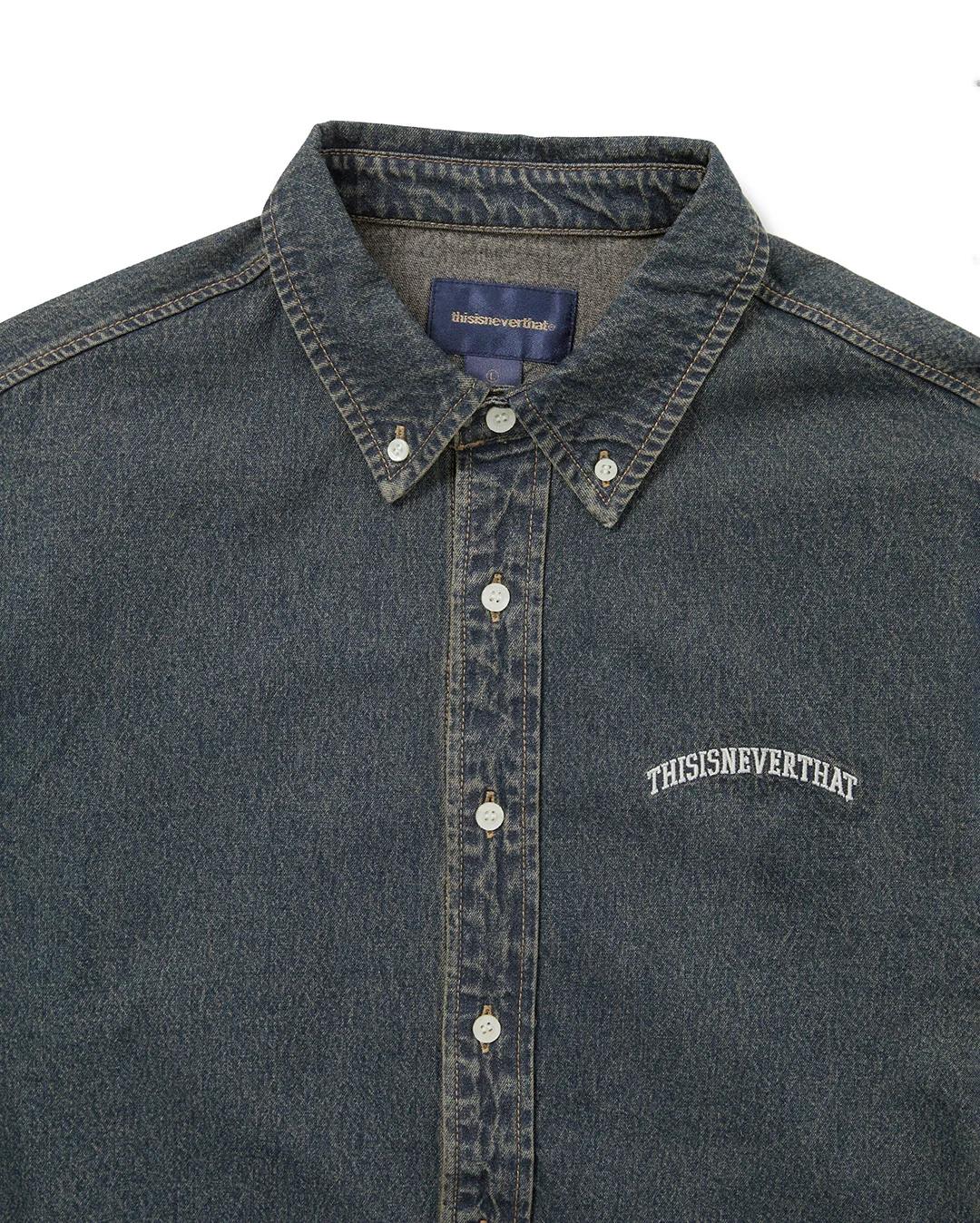 Washed Denim Shirt - Dusty Mud - Image 3