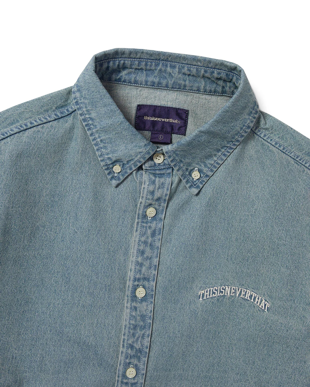 Washed Denim Shirt - Washed Blue - Image 3