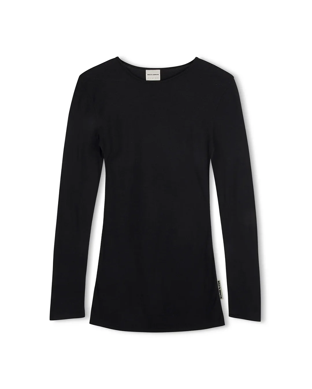 Black Rib Hemp Jersey Long Sleeve Top - Black - Image 4