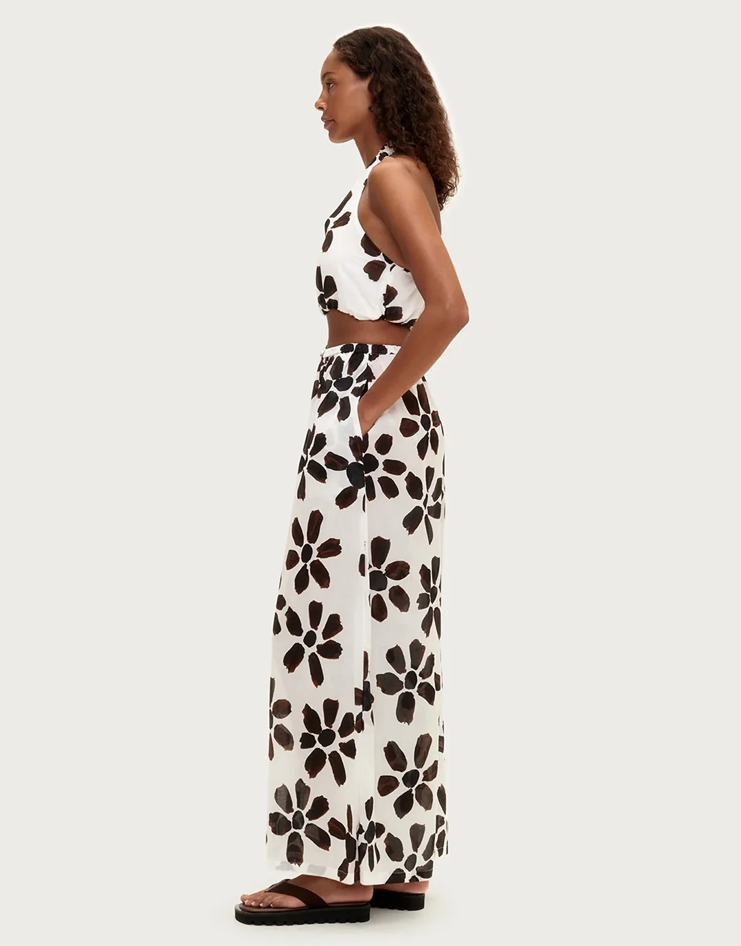 Cotton Halter Top - Chocolate Flower - Image 4