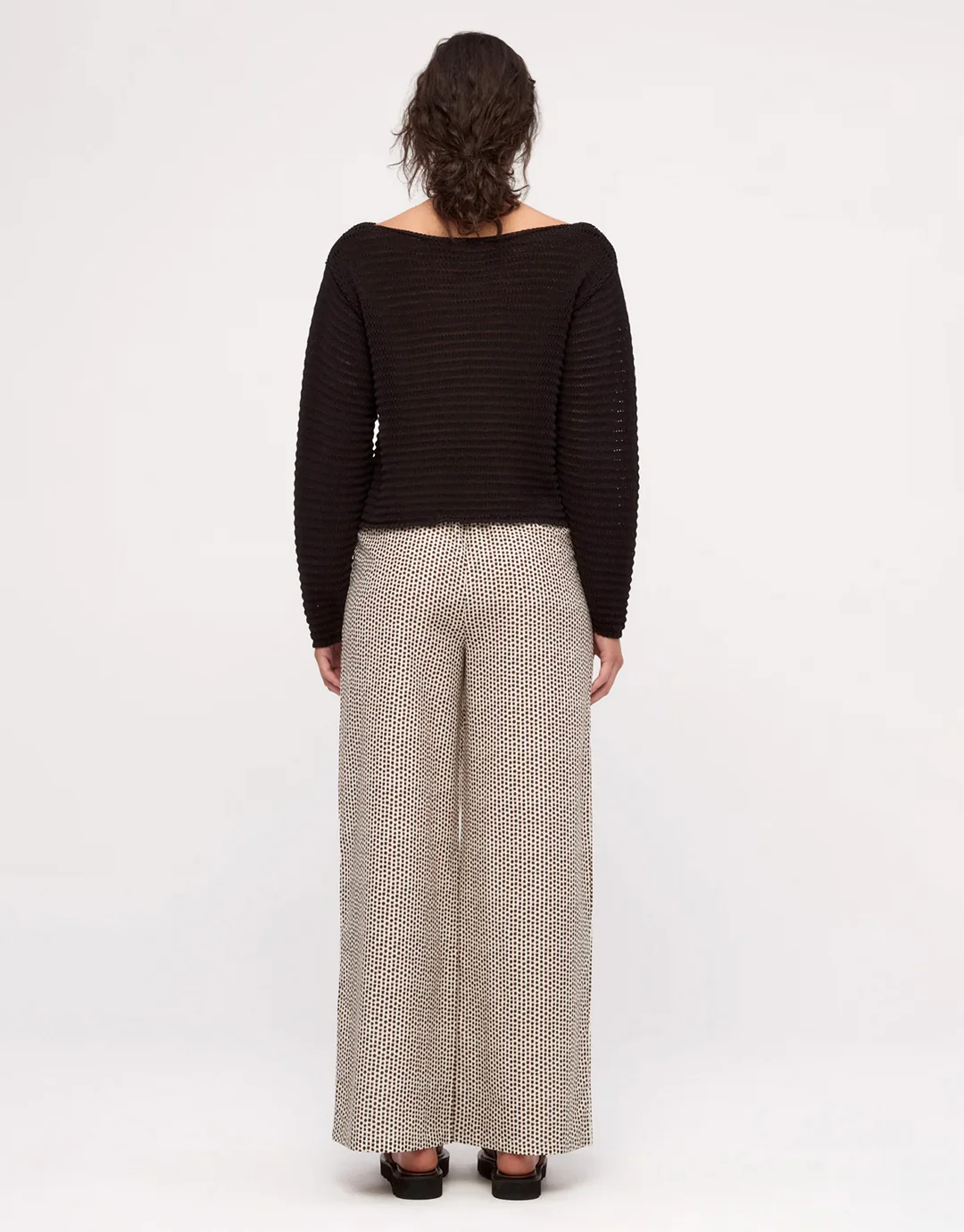 Cotton Lattice Knit Top - Black - Image 4