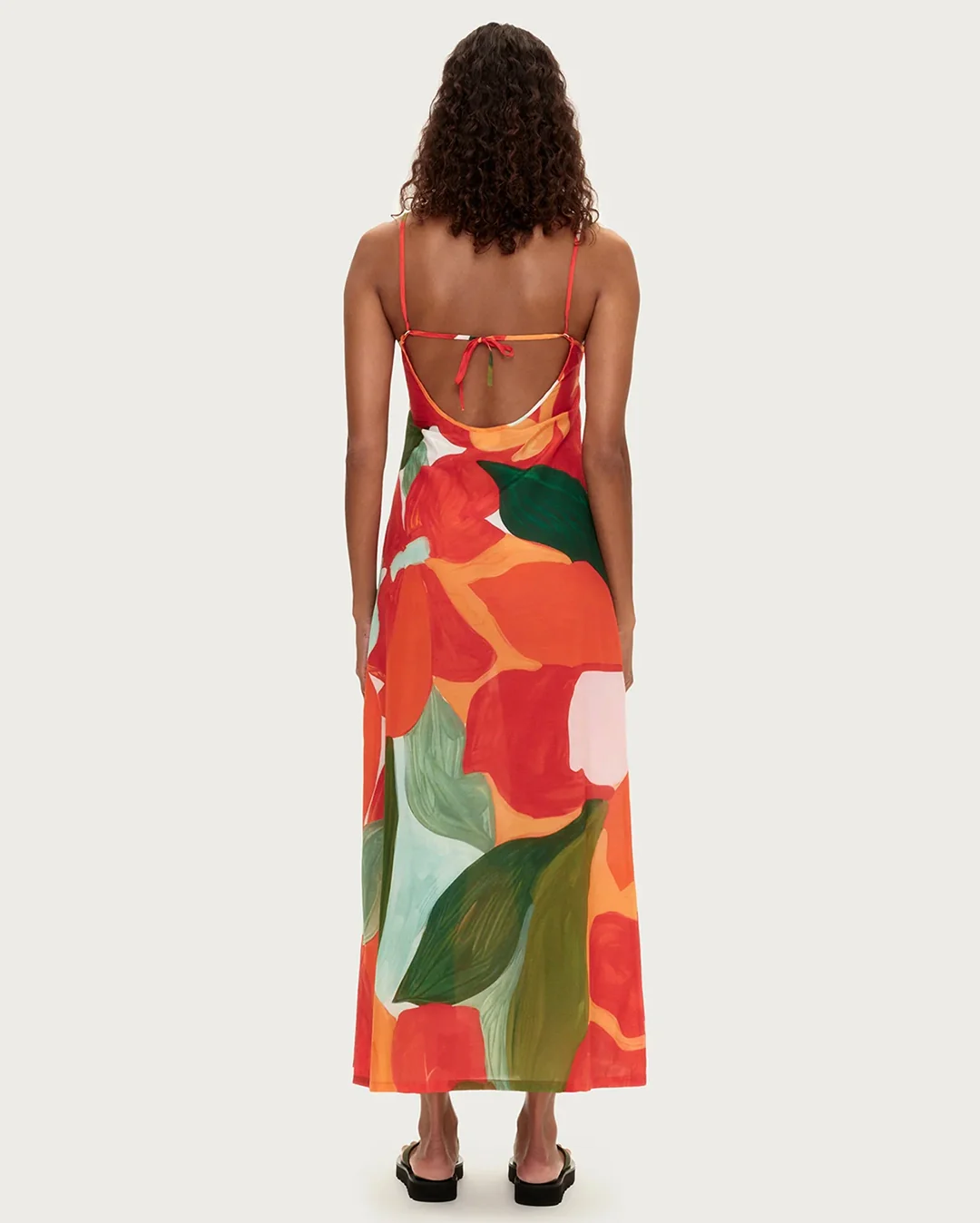 Cotton Silk Dress - Red Floral - Image 4