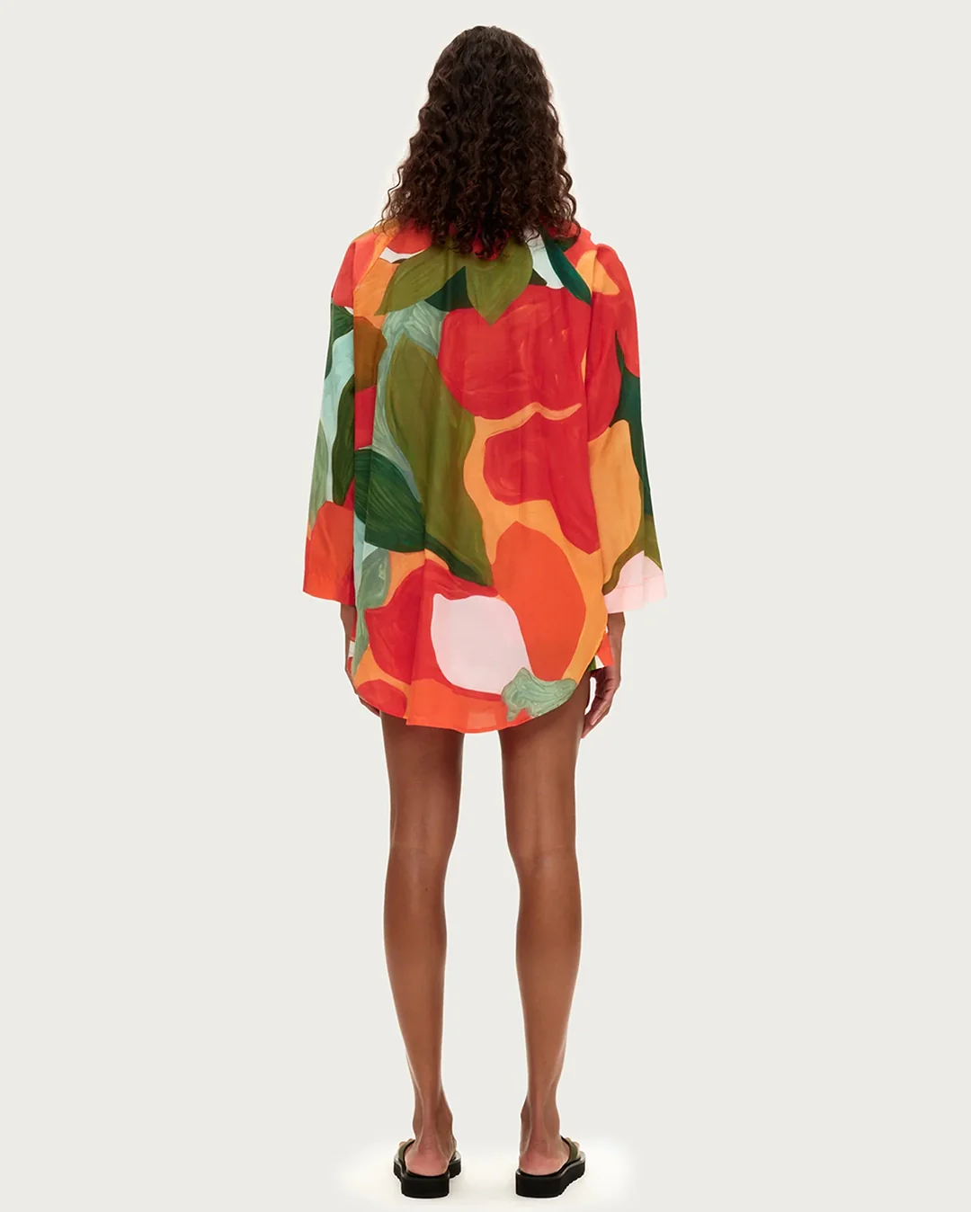 Cotton Silk Shirt - Red Floral - Image 3