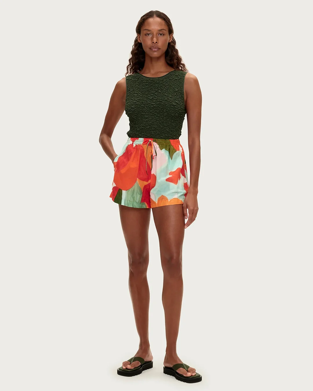 Cotton Silk Short - Red Floral - Image 4