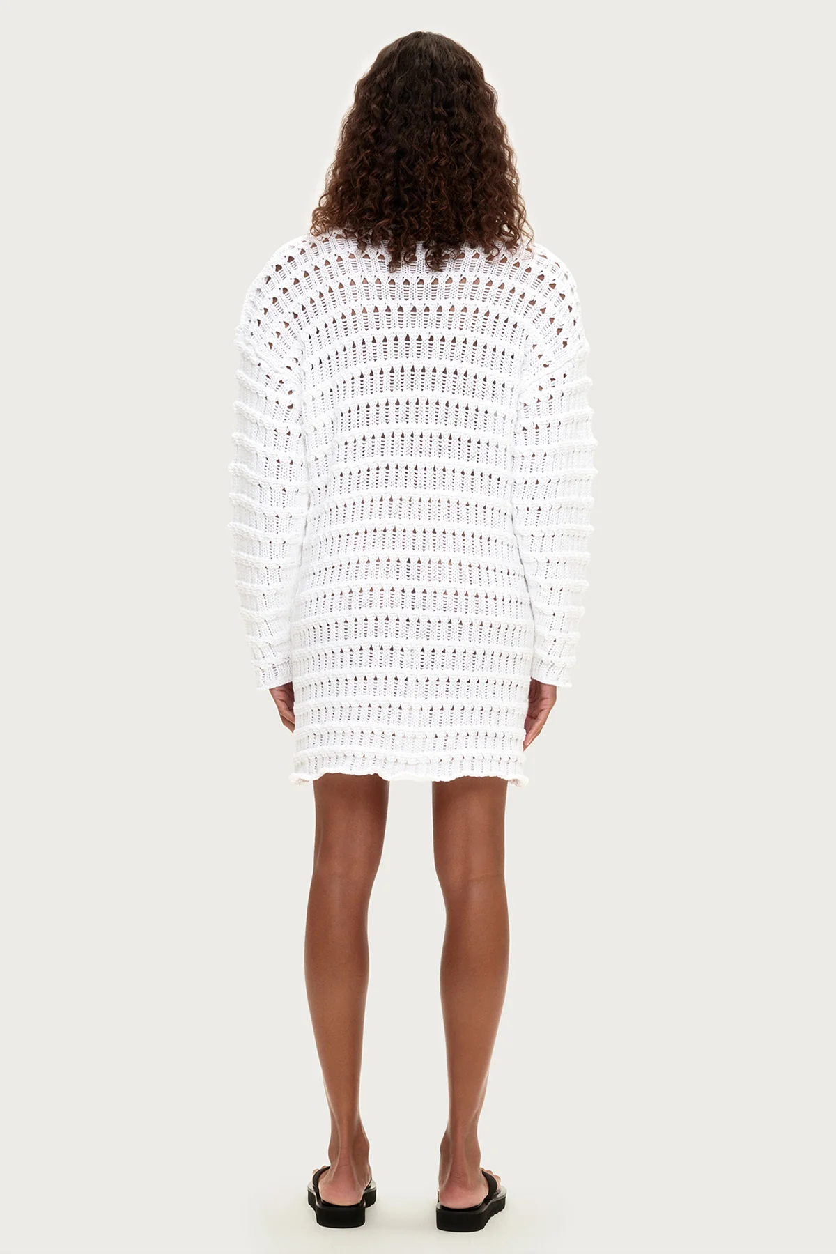 Crochet Knit Mini Dress - White - Image 2