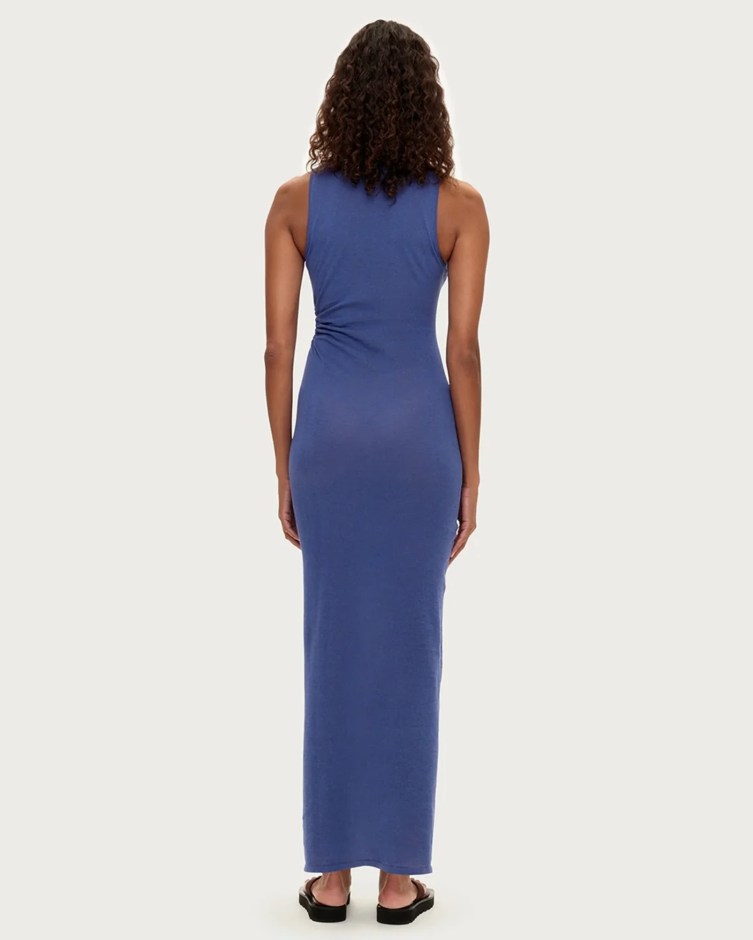 Cut Out Knit Dress - Blue Solid - Image 4