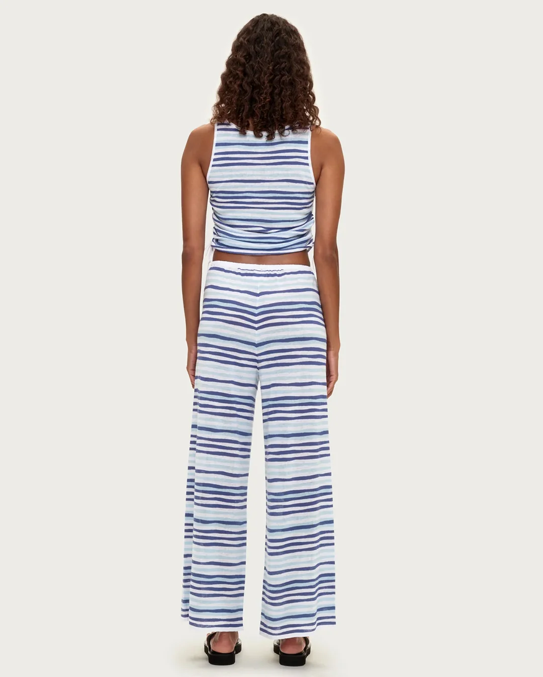 Gathered Knit Tank - Blue Stripe - Image 3
