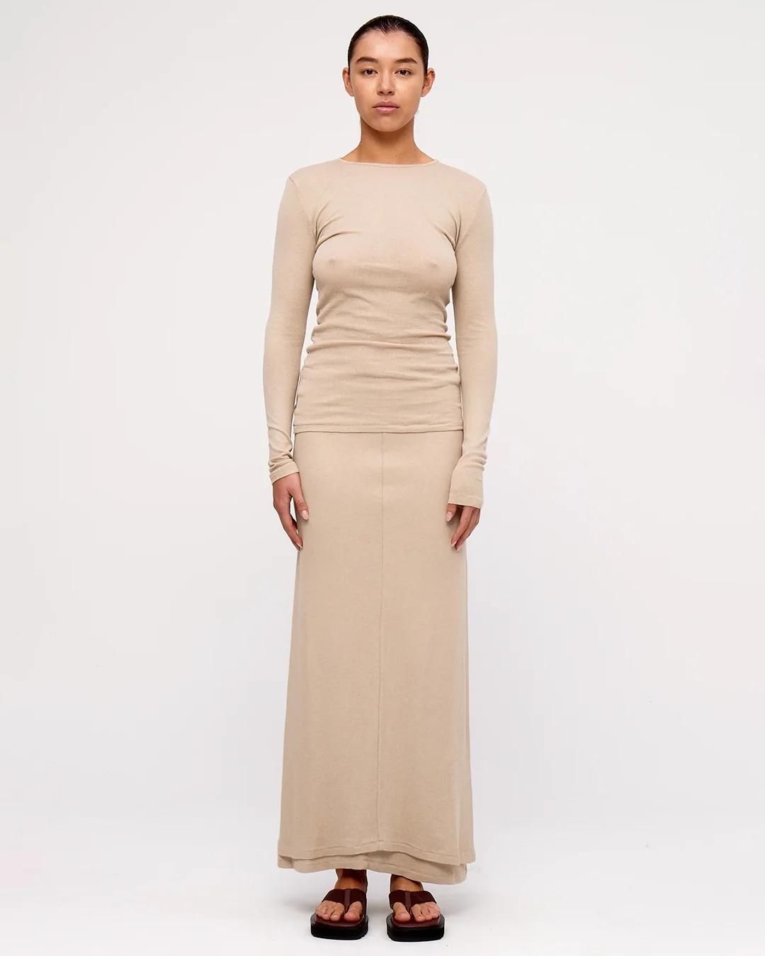 Husk Rib Hemp Jersey Long Sleeve Top - Husk - Image 3