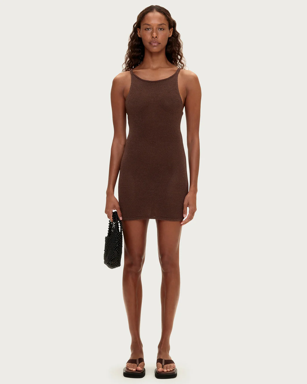Textured Knit Dress - Chocolate - Image 6