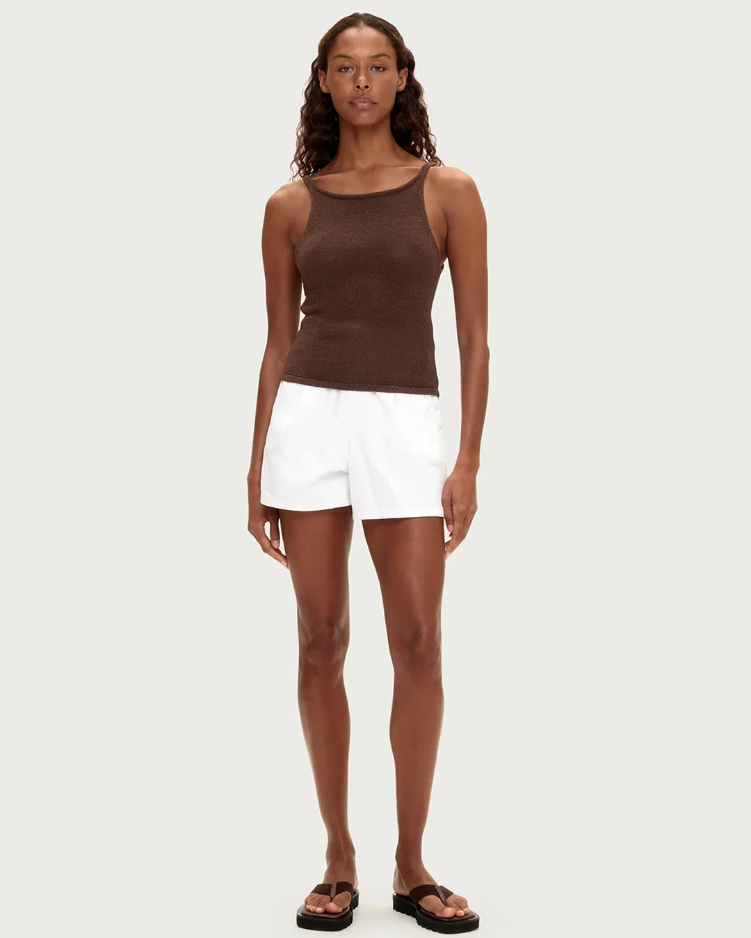 Textured Knit Tank - Chocolate - Image 2
