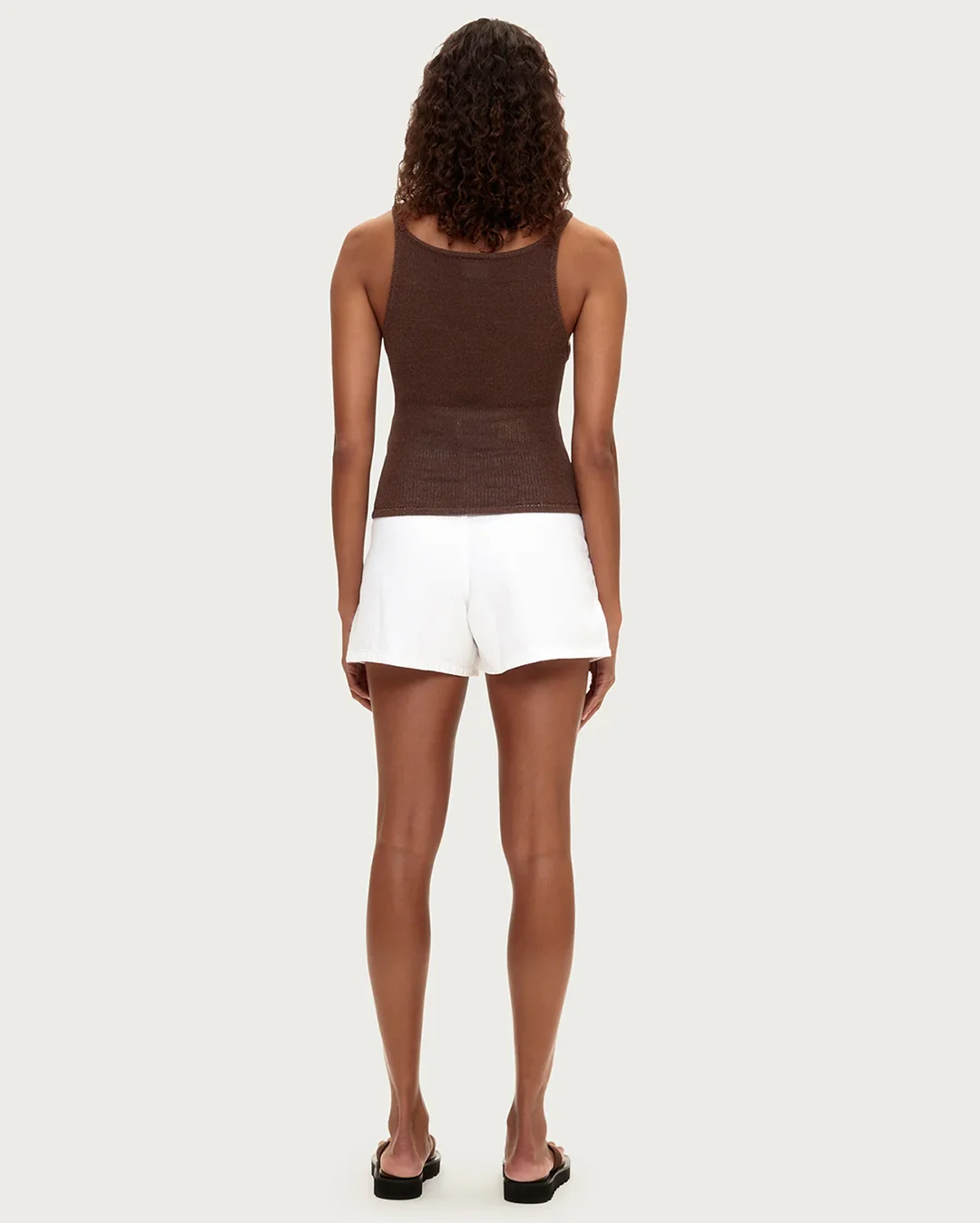 Textured Knit Tank - Chocolate - Image 3
